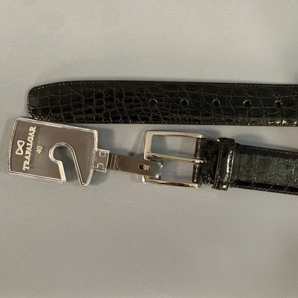 TRAFALGAR Size 40 Balck Crocodile Leather Belt